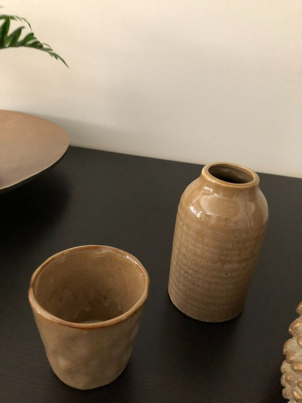 Vasen & Gefässe: Teelichthalter + Vase mit ockerfarbener Glasur von Esmèe – Neu (gemäss Beschreibung) aus Bellinzona von JackieBlue 2