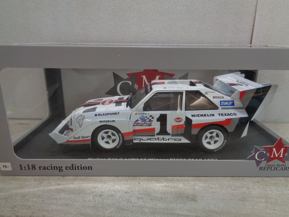 WERK83 1:18 Set Walter Röhrl: Audi Quattro S1 #1 Winner Pikes Peak 1987 With Figure W1802801 Ae180113