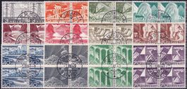 1949, Technik Nr. 297-306 Viererblock-Serie, ET-Ortsstempel.
