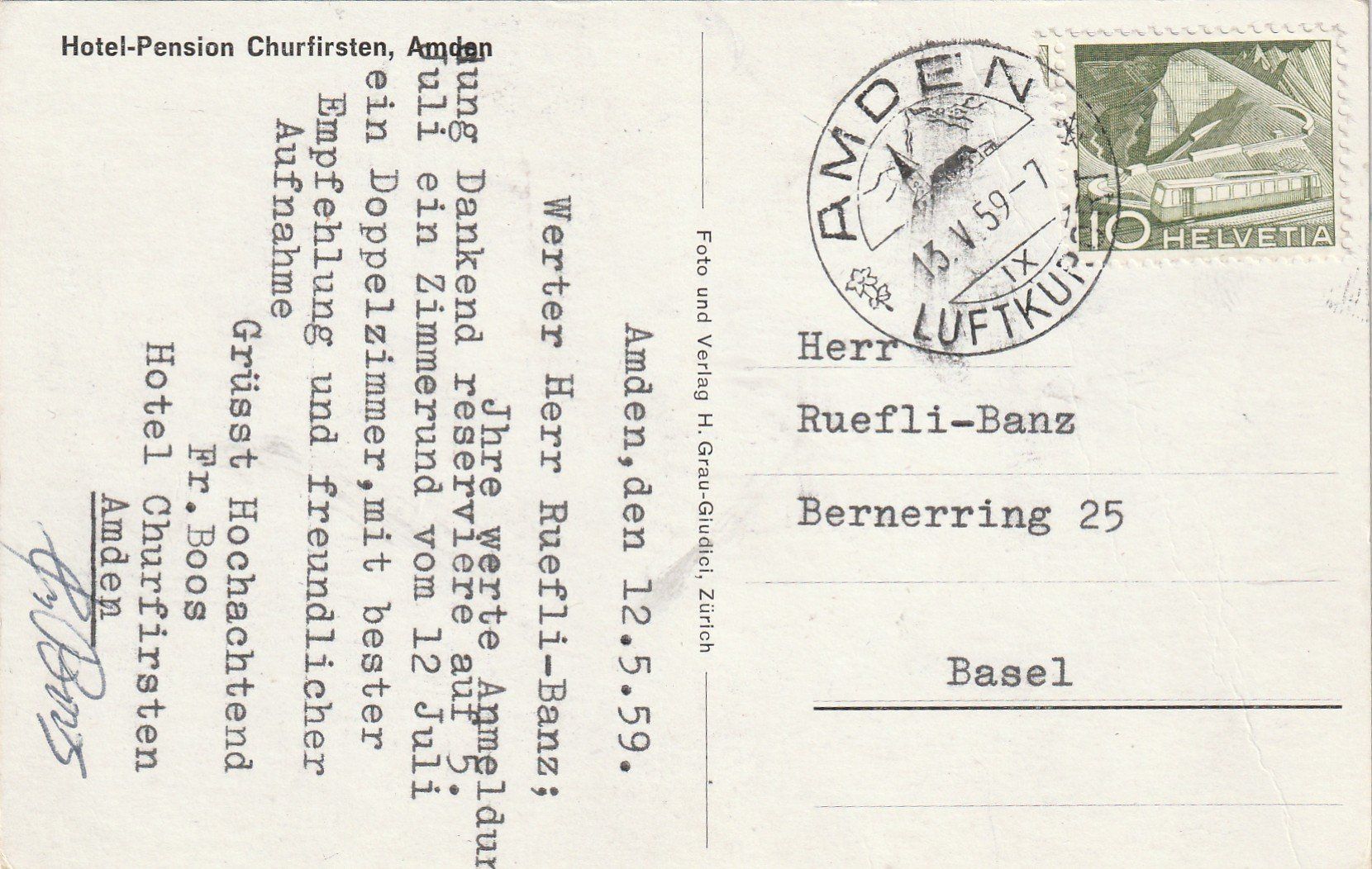 Cartoline postali: Hotel Churfirsten Amden – Usato da Lumbrein venduto da made02 1