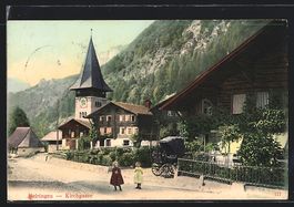 AK Meiringen, Kirchgasse mit Kirche