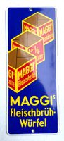 Maggi Fleischbrüh-Würfel - Vintage Email-Türschild gewölbt