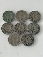 8 x Uralte 5 Rappen 1879 - 1898  Rar