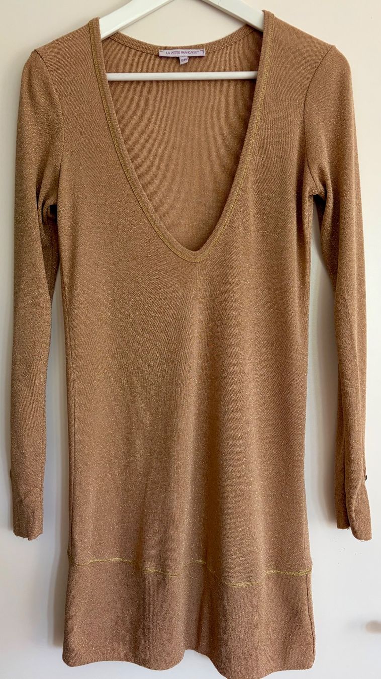 Pullover & Sweatshirts: Goldfarbener Longpullover in feiner Qualität, Gr. S/M – Gebraucht aus Zürich von Maria2021