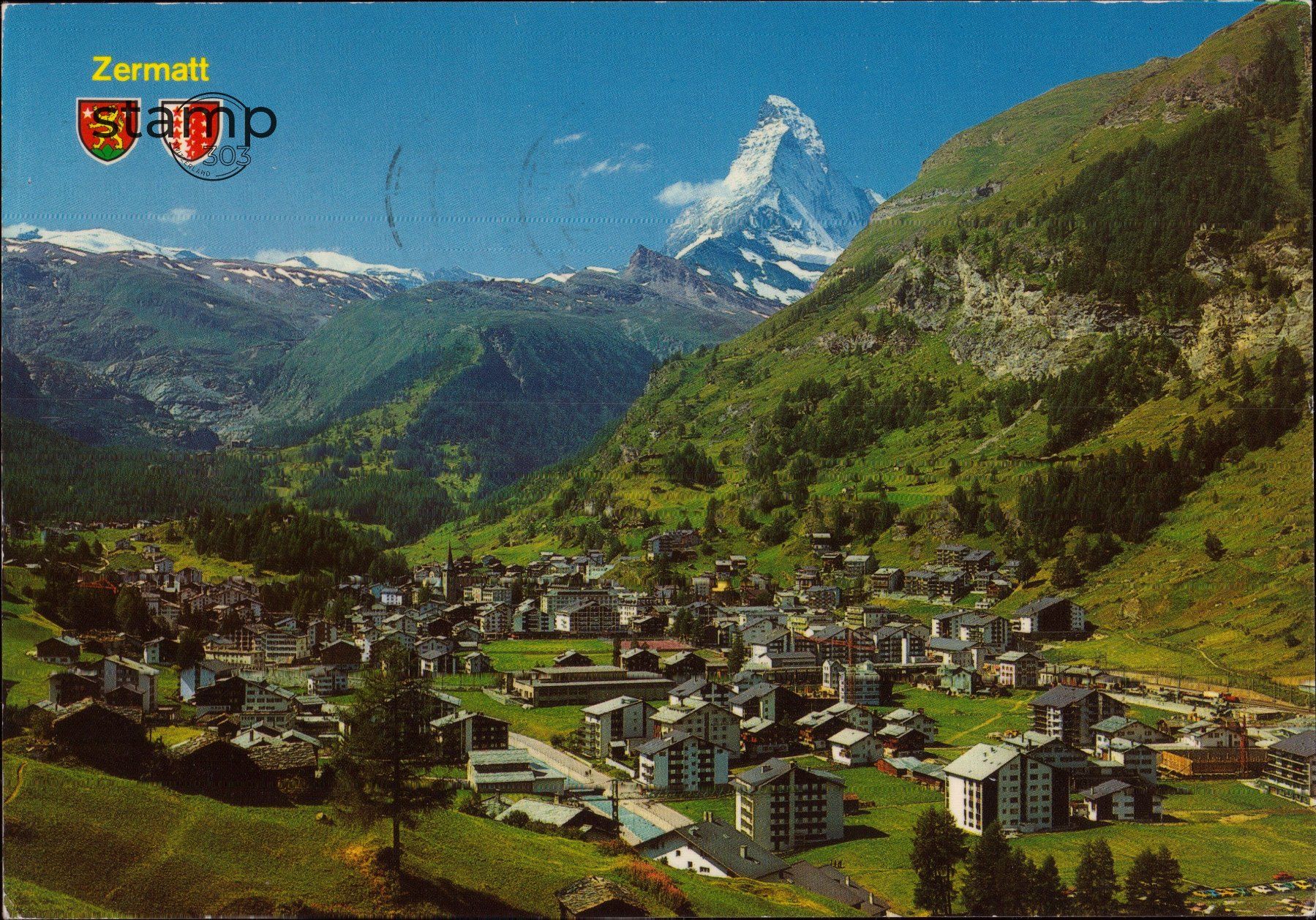 Cartoline postali: 1976 AK Zermatt mit Matterhorn – Usato da Eggersriet venduto da stamp303