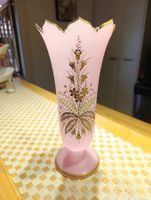 Jugendstil Rosa Opalinglas Fuss Vase Handbemalt um 1900j Top