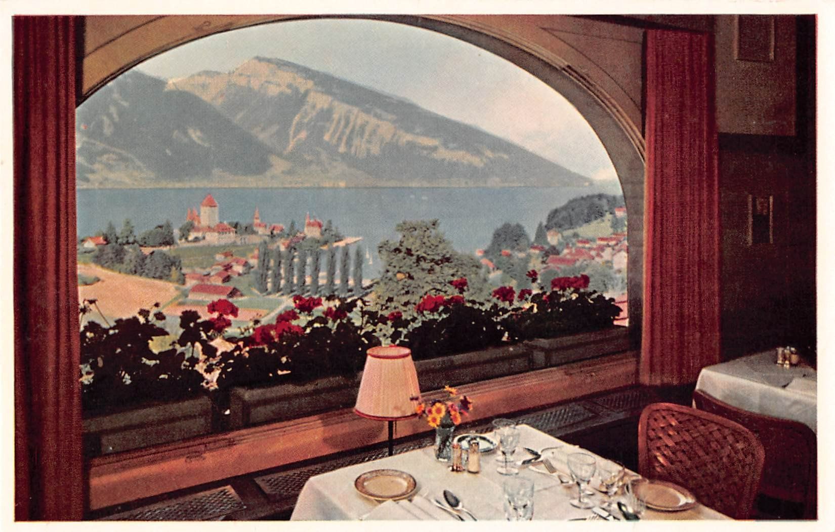 Cartoline postali: Gruss aus SPIEZ - Station Restaurant – Usato da Winterthur venduto da SchatzchischtliWinti