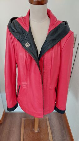 Rote Novella Lederjacke mit Kapuze, Grösse 3XL, neuwertig!