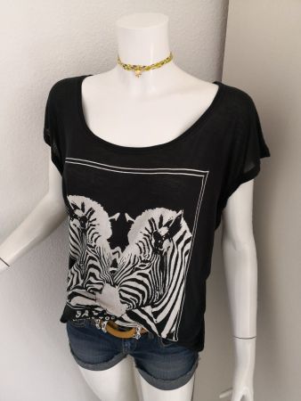 🤩MANGO T-SHIRT SCHWARZ & ZEBRA-DRUCK NEU & D&G P.