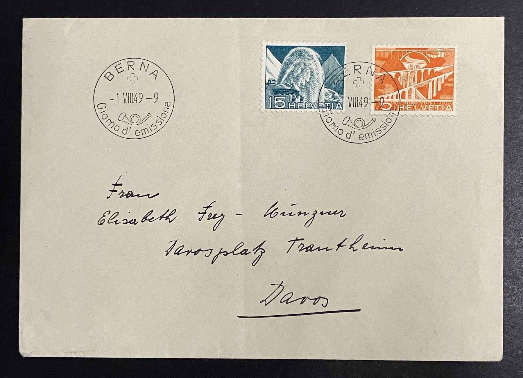 Buste & buste per spedizione: TECHNIK + LANDSCHAFT FDC ITAL. – Usato da Oberwil BL venduto da SALOB