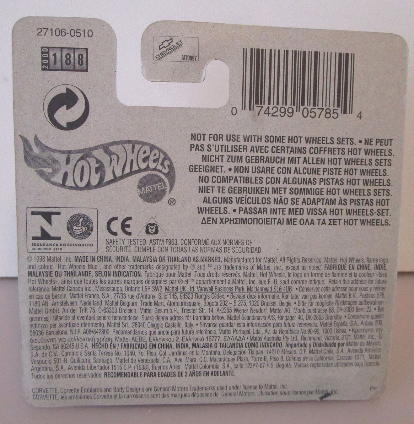 Chevrolet Voitures modèles: HOT WHEELS CORVETTE 1997 - 27106 – Neuf avec emballage d'origine à Chêne-Bourg par breno56 5