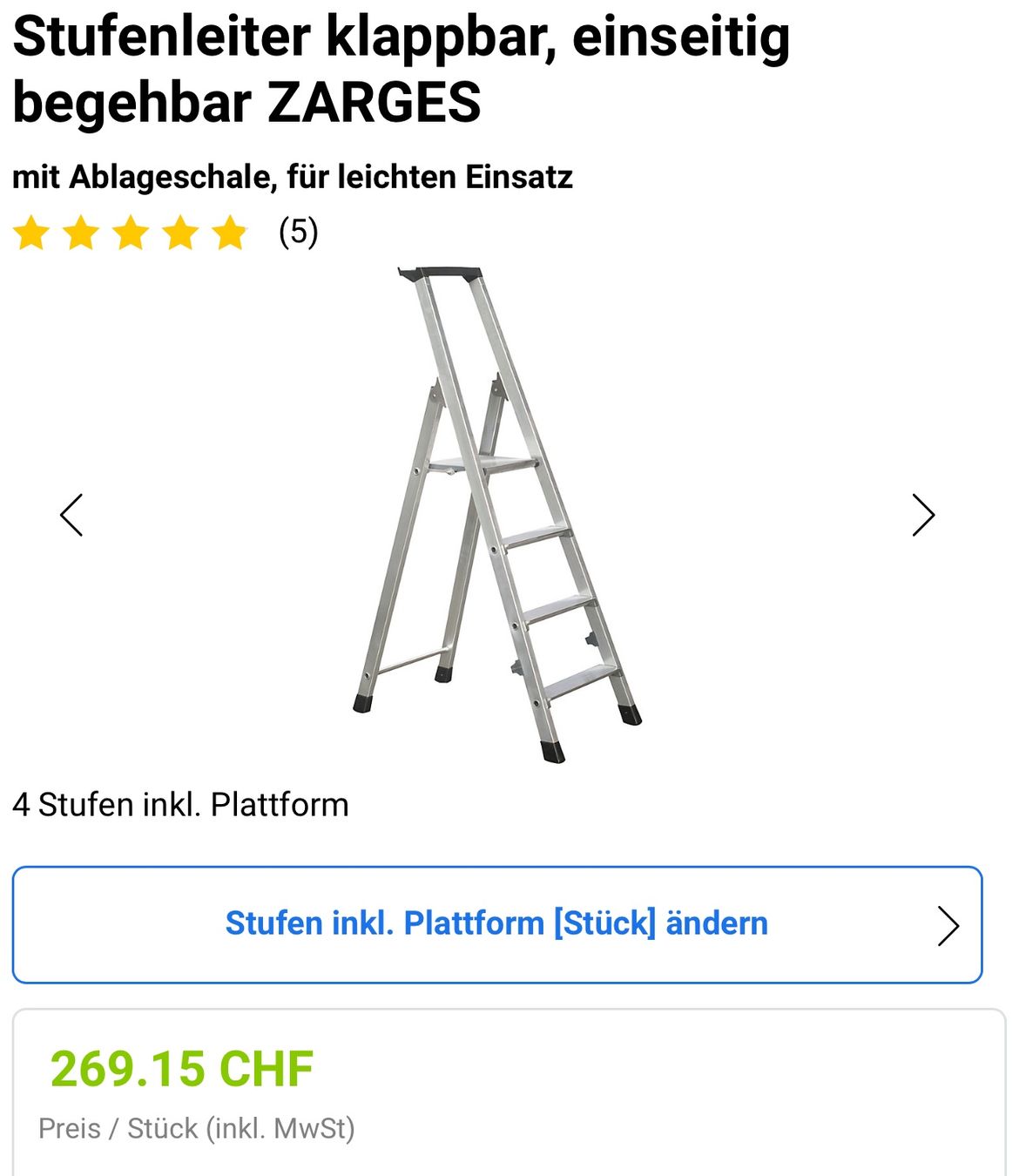 Zarges Scale: neue Zarges 3 Stufen-Aluleiter – Nuovo (secondo la descrizione) da Necker venduto da liq24