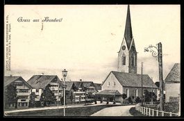 AK Hundwil, Kirche und Dorfstrasse, 1903