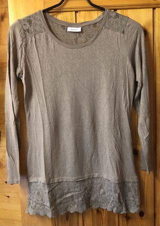LONGSHIRT mit Spitzen, taupe, M/L