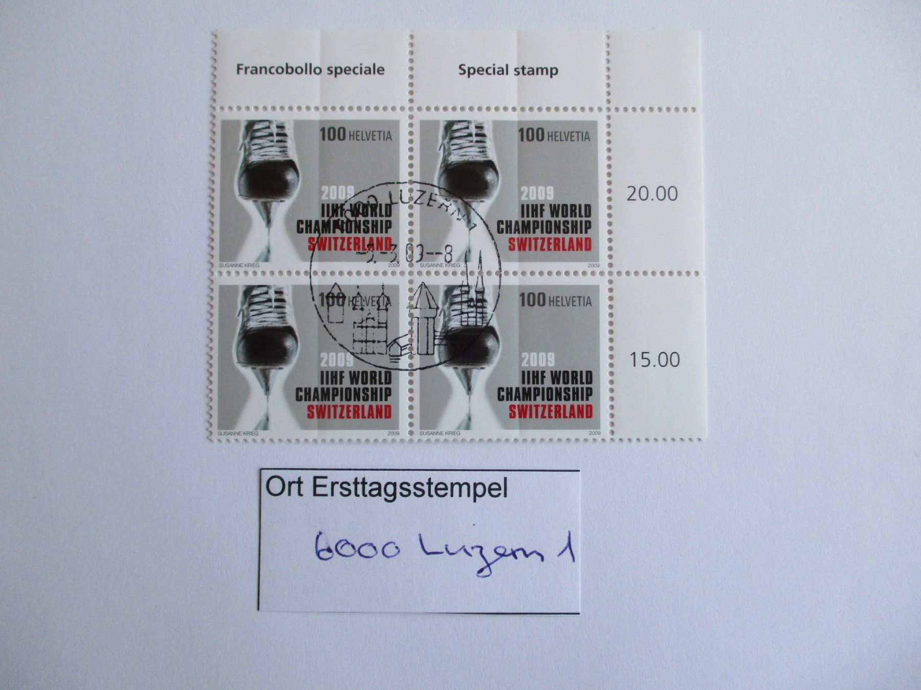 Alle Briefmarken: Viererblock mit Ort Ersttagsstempel 6000 Luzern 1 – Gebraucht aus Langnau b. Reiden von Aktuell88
