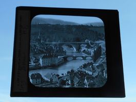 Berne Glasdia mit den Brücken von Bern Antik