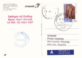 Erstflug Crossair Basel/Mulhouse - Genf - Alicante 1997