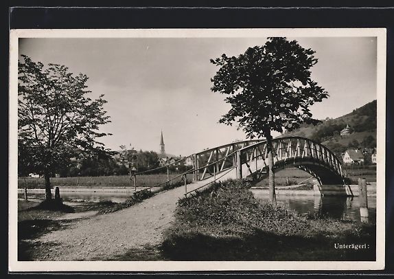 Ansichtskarten: AK Unterägeri, Uferpartie mit Brücke – Gebraucht aus Berlin von bartko-reher