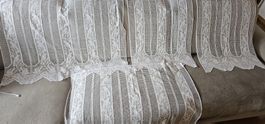 6 Gardinen weiss mit Spitzen:Vögel Shabby Chic Landhausstiel