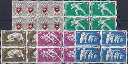 1950, B46-B50 Viererbl. +ET-Stempel - 3 Sprachen, Kat: 350.-