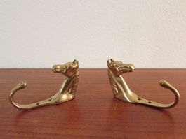 Vintage Wandhaken mit Pferdekopf Kleiderhaken aus Messing