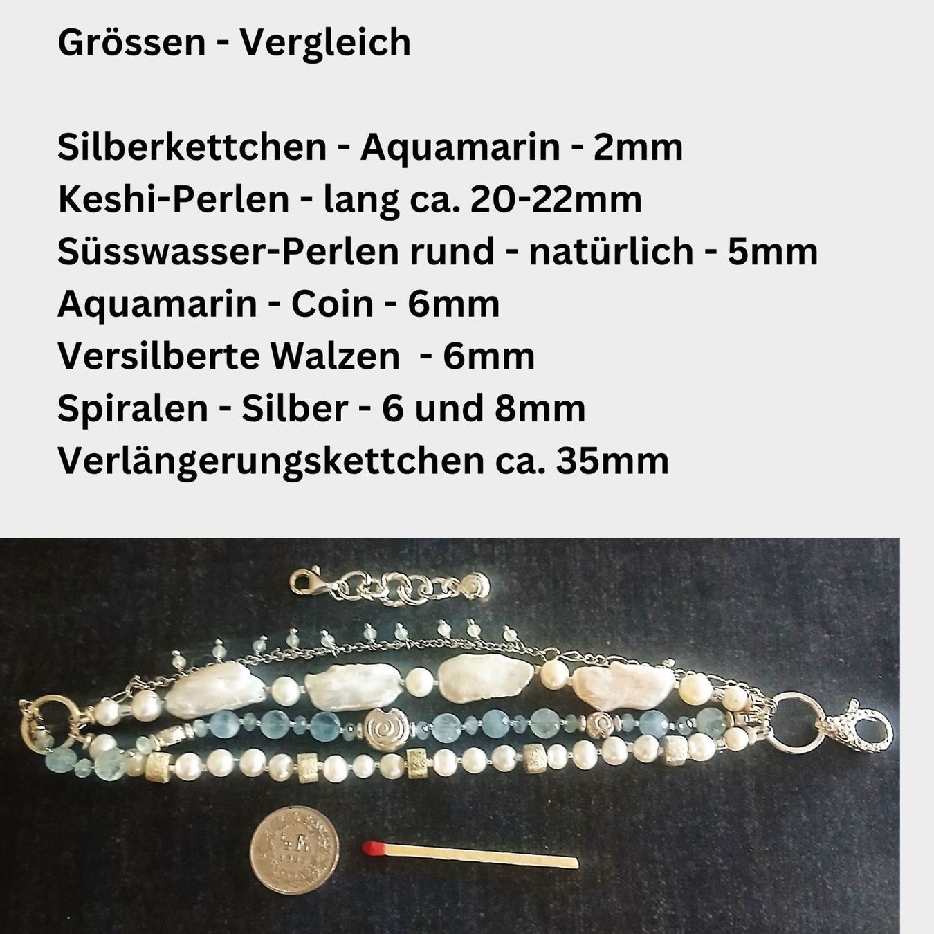 Armbänder & -reifen: Statement-Perlen-Armband mit Aquamarin und Silber - Unikat – Neu und originalverpackt aus Lütisburg von Emarra 6