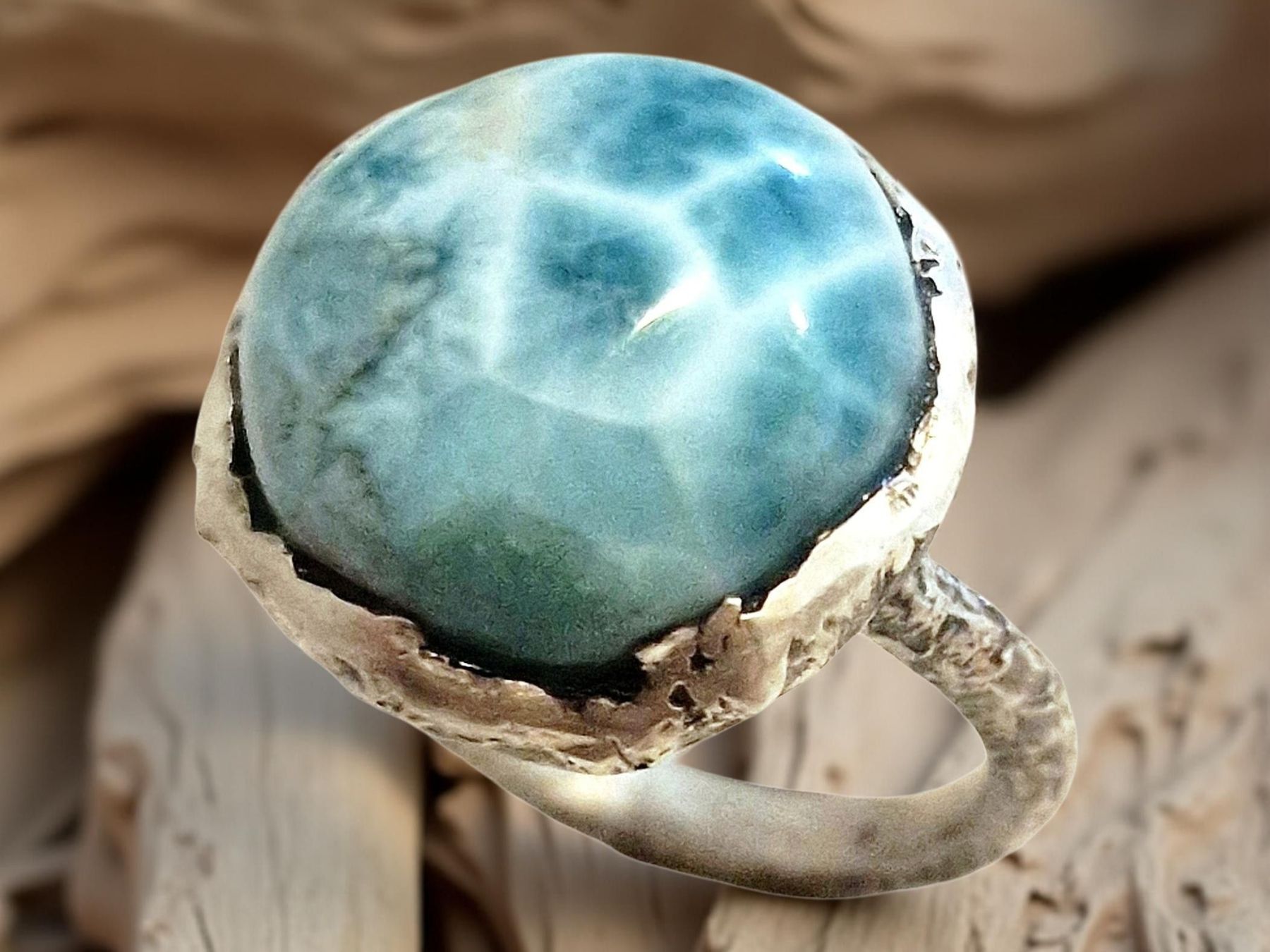 Ringe: Statement-Ring Silber & Larimar, Grösse 56 – Neu und originalverpackt aus Aarau von Schmuckhoehle_MD 1
