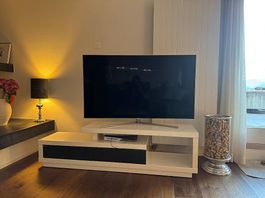 TV-Möbel / Lowboard weiss-schwarz
