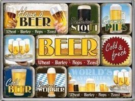 9-teil. Magnet-Set - Beer-cold and fresh