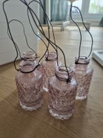 5 x Deko-Glas-Vasen rosa mit Henkel