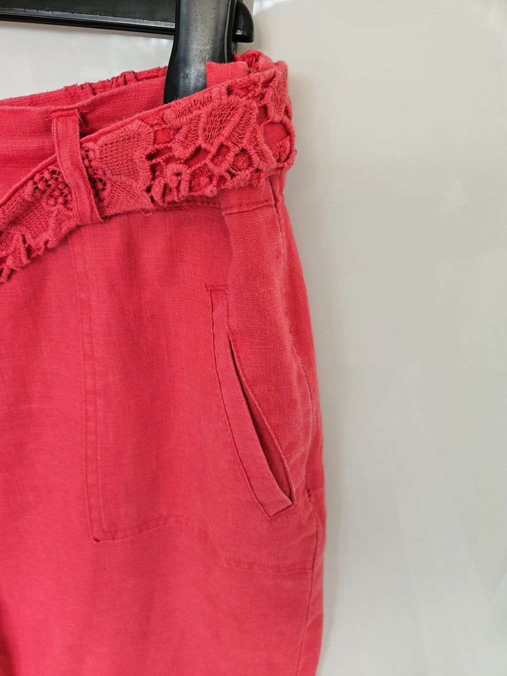 Gonne: Jupe Rock Leinen / Baumwolle Pink mit Spitze Gr. 40 – Usato da Gossau ZH venduto da fashiontwo 3