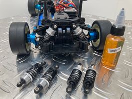 4 Stück Öldruck-Stossdämpfer Alu zu Tamiya TT-02 silber Neu!