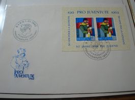 FDC Pro Juventute Block  50 Jahre Juventute 1962