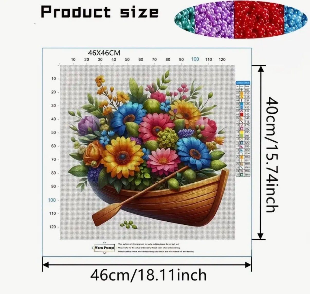 Bastelsets: Perlen-Stickerei-DIY-Blumenboot-Boot--kreativ-Bild-Perlen – Neu und originalverpackt aus Teufenthal AG von MeineSchatztruhe 2