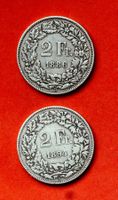 2 x 2 Franken Silbermünzen, Jahrgänge 1986, 1894