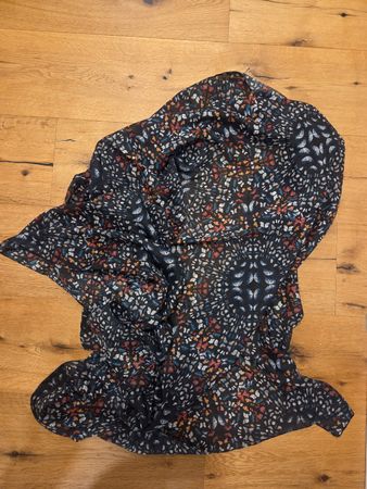 quadratisches Tuch, Schal, Schmetterlinge, farbig, rot, blau