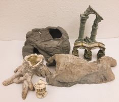 AQUARIUM DEKO 6 teilig aus pflegeleichtem Kunststoff