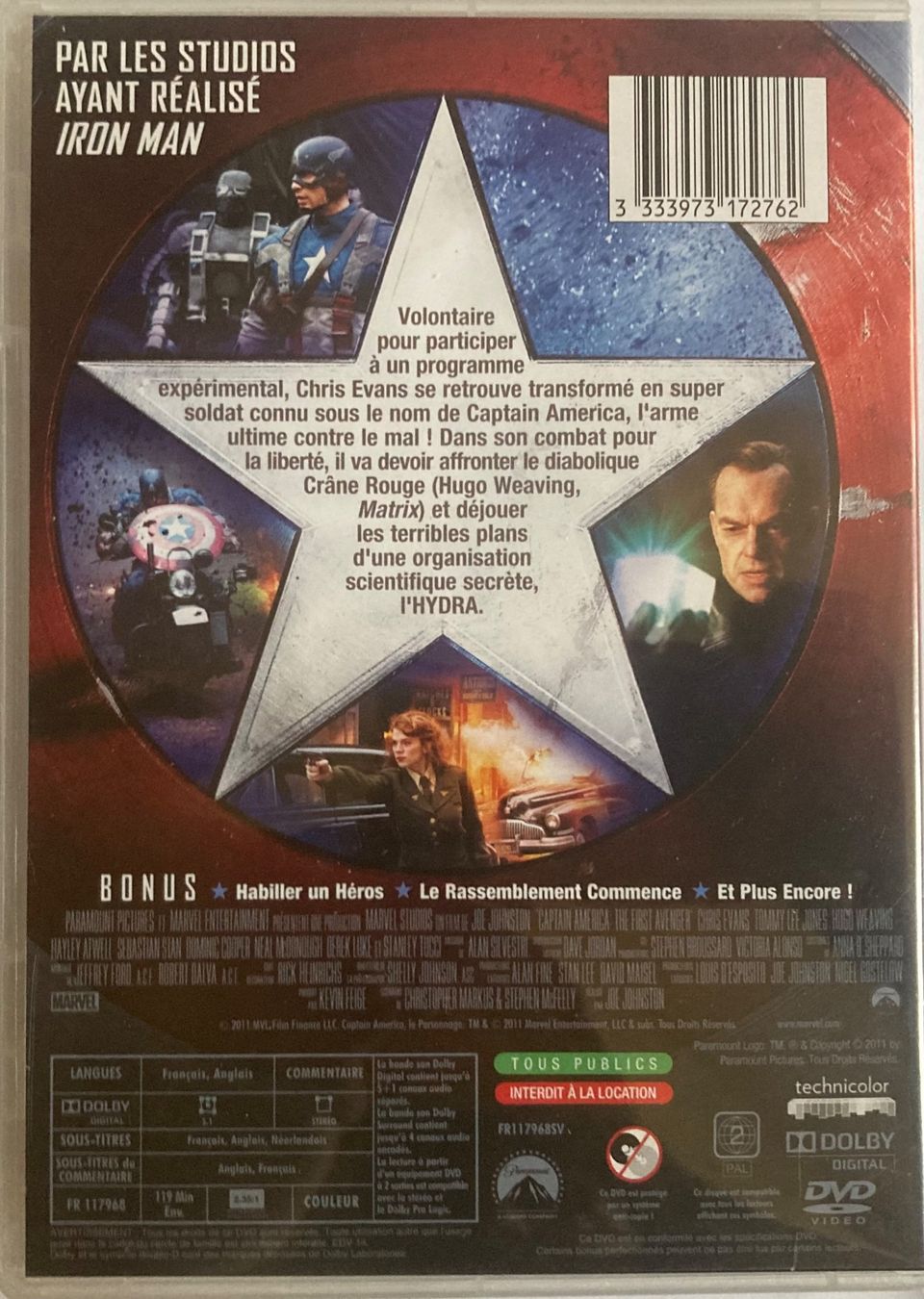 Tutti i DVDs: MARVEL - CAPTAIN AMERICA (FIRST AVENGER) – Usato da Poliez-Pittet venduto da Newtown-Records 1
