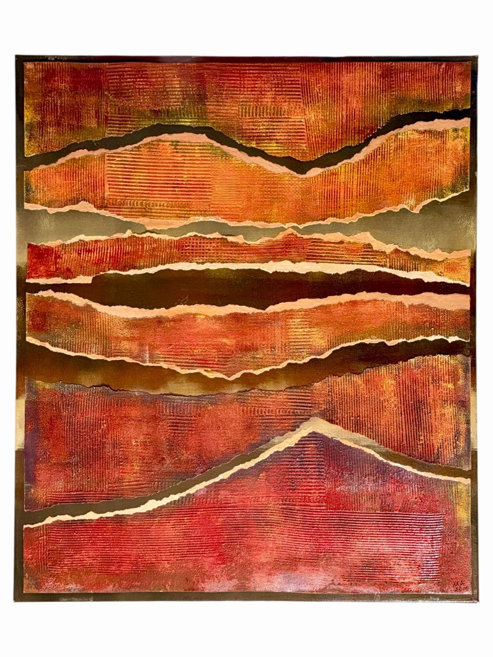 Tableaux: Tableau abstrait texturé, technique mixte, Signé MA 2010 – D'occasion à Morges par Auct 8
