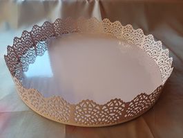 neu; Blechtablett, rosa, Vintage-Stil, Ø 30cm, Deko