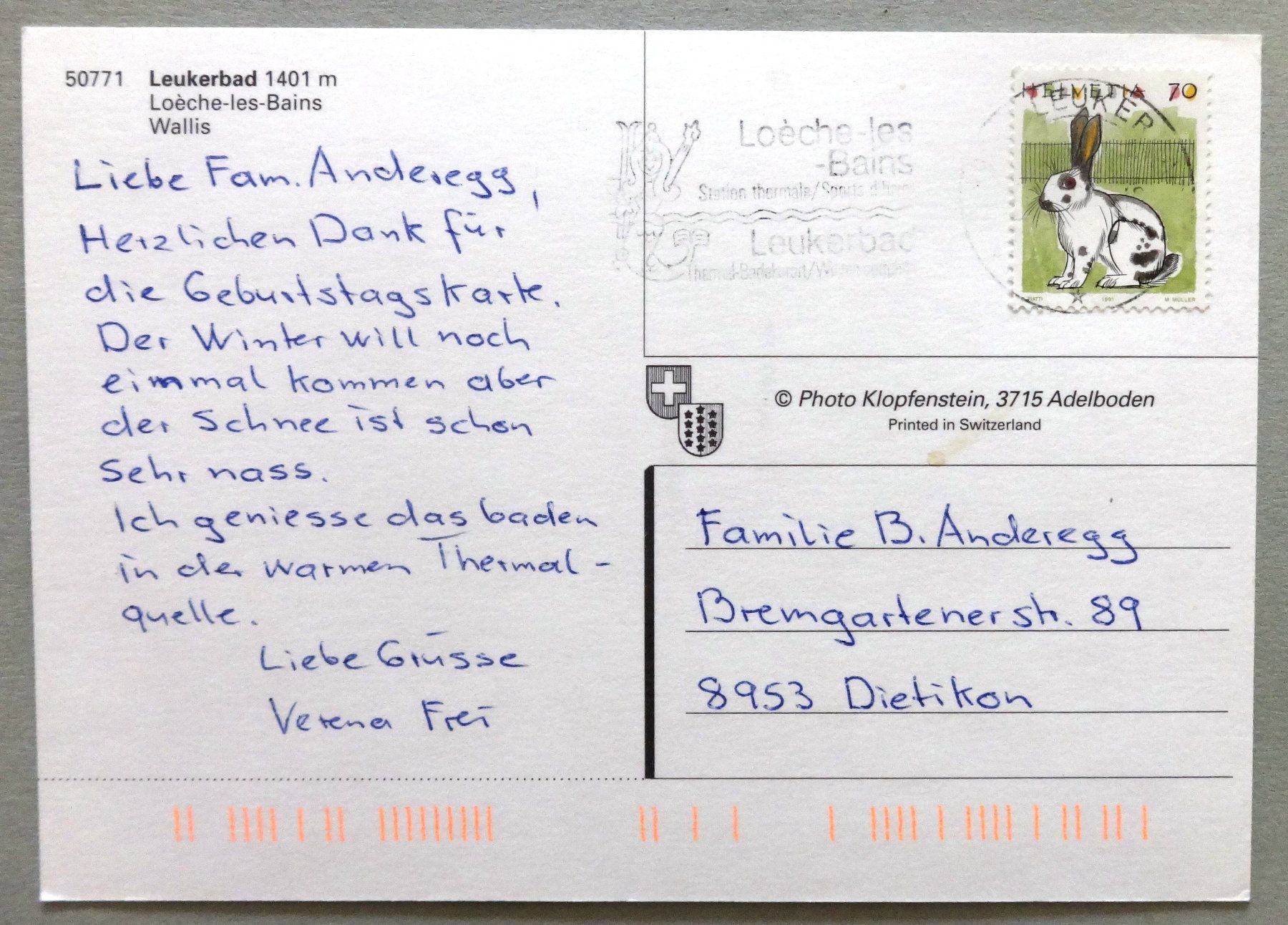 Cartoline postali: Leukerbad 1401 m, Loèche les Bains – Usato da Fétigny venduto da Billy2miny 1