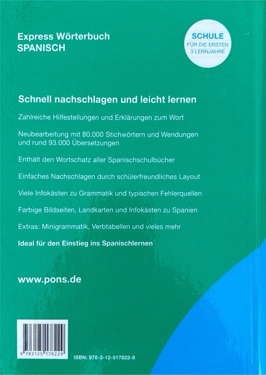 Libri: PONS Express Wörterbuch Spanisch -Sp-Dt / Dt-Sp – Nuovo (secondo la descrizione) da Sarnen venduto da Livres 1