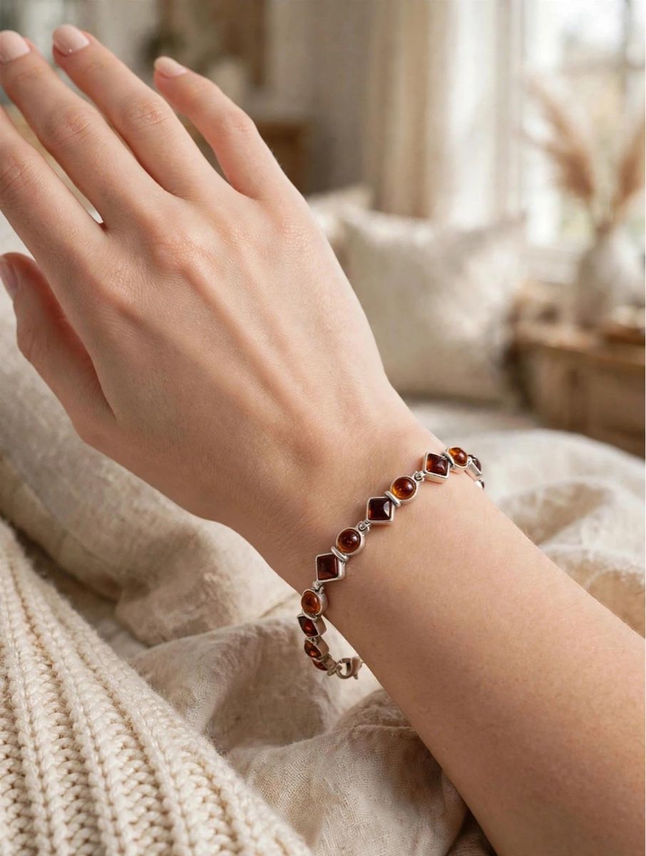 Bracciali & Braccialetti: Edles 925er Silber Armband mit echtem Bernstein – Nuovo (secondo la descrizione) da Zug venduto da Edel777 1