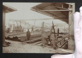 Fotografie Arbeiter beim Stahlbau im Aus