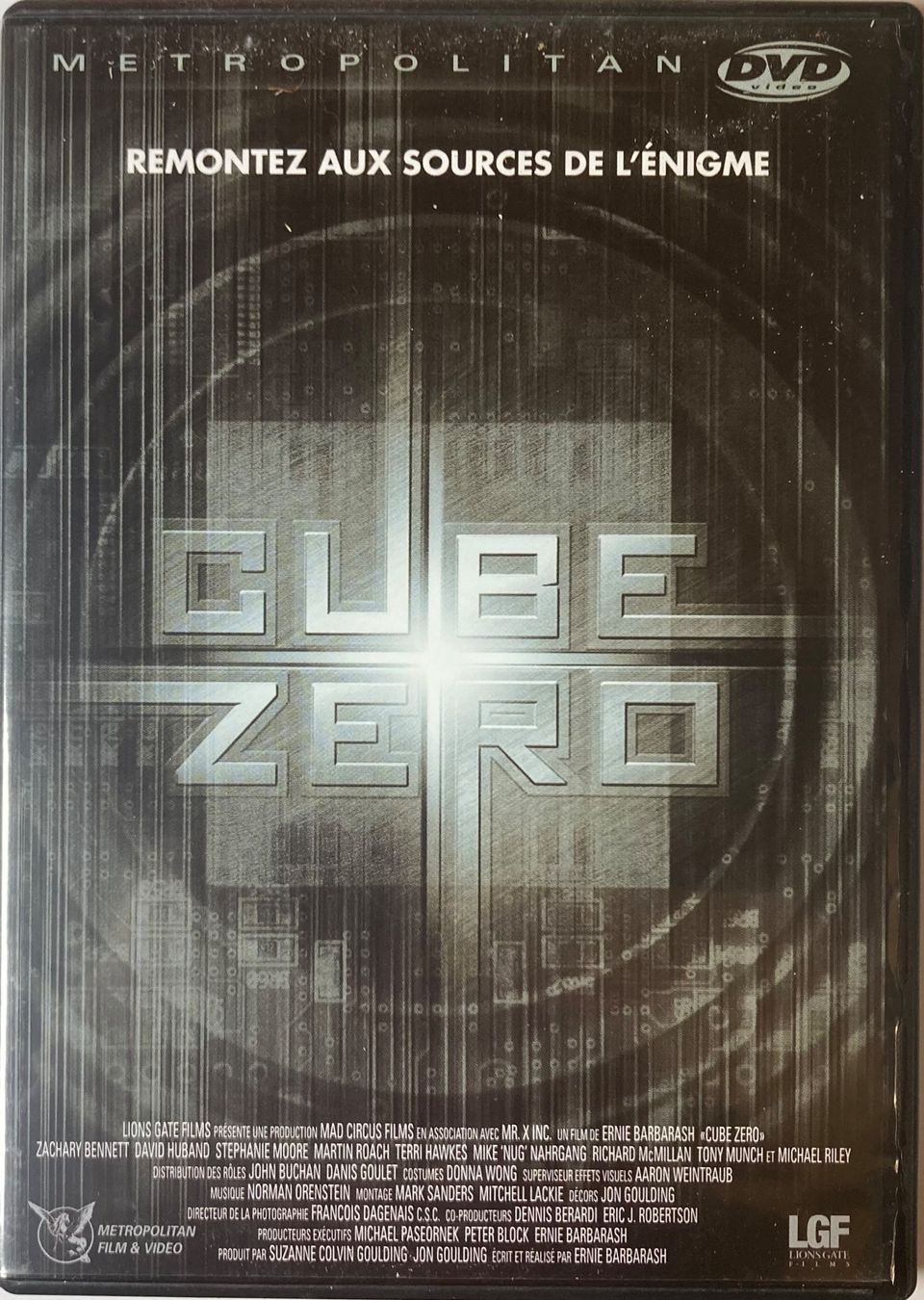 Tutti i DVDs: CUBE ZERO (REMONTEZ AUX SOURCES DE L'ENIGME) – Usato da Poliez-Pittet venduto da Newtown-Records 2