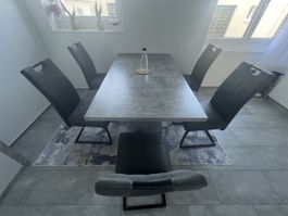 Betonoptik Esstisch mit 6 Stühlen, Top Zustand!
