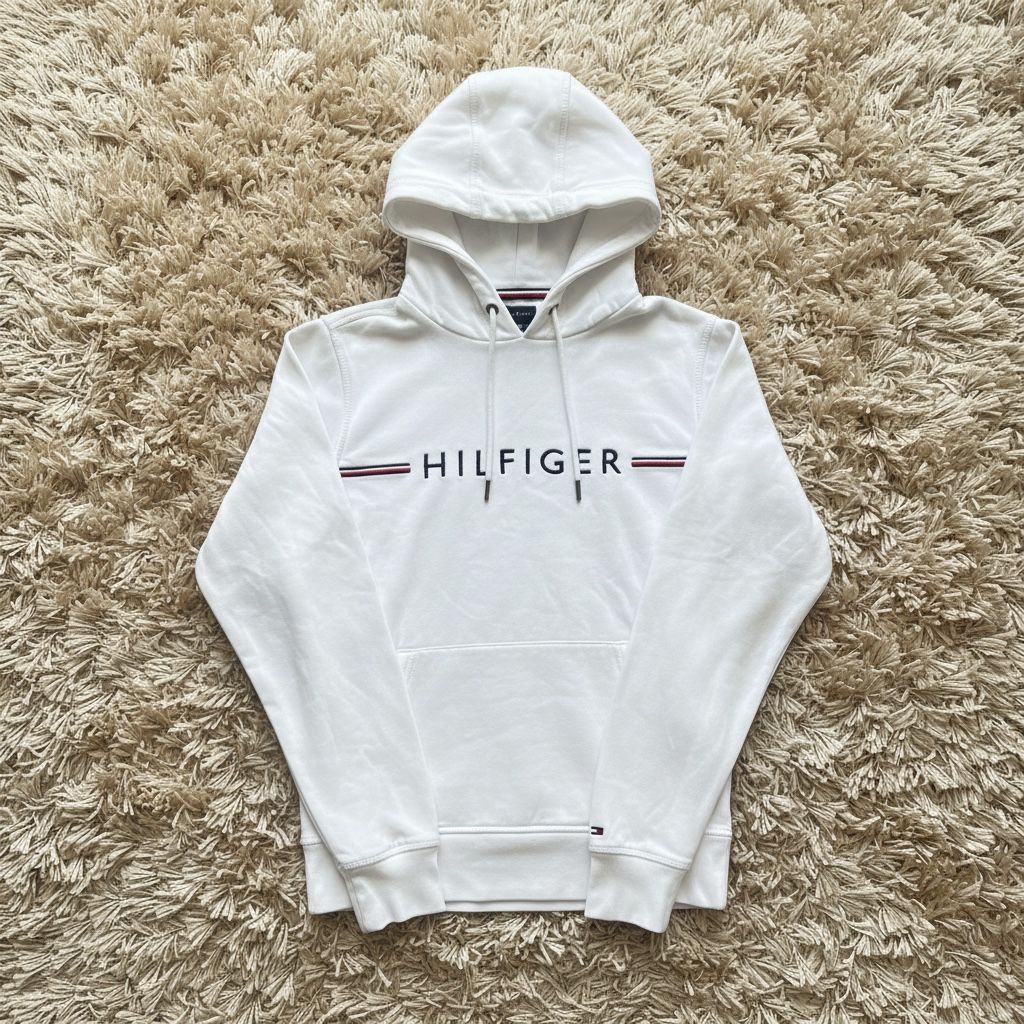 Tommy Hilfiger Pullover & Sweatshirts: Pull Tommy Hilfiger blanc, taille S, comme neuf! – Gebraucht aus Plan-les-Ouates von Skyesvintage