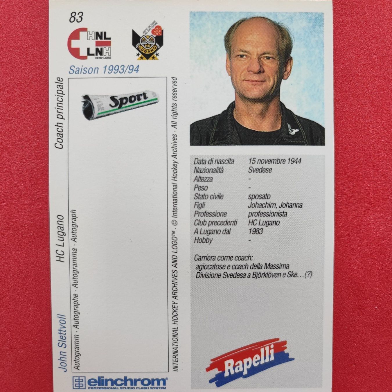 Carte collezionabili: John Sletvoll - HC LUGANO - 1993/94 – Usato da Dübendorf venduto da kb86_MOVIE 1