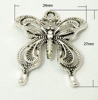 5 Anhänger Schmetterling Metall 27x24mm