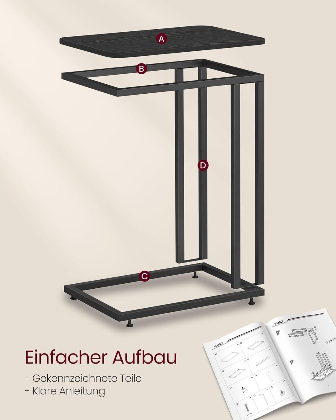 Tische: Beistelltisch C-Form mit Rollen Sofatisch Metall schwarz – Neu und originalverpackt aus Zürich von jasminleut 6